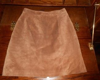 Ladies leather knee length skirt