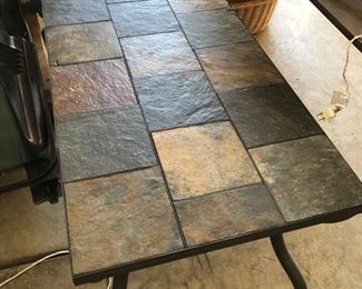 Slate topped patio end/coffee table
