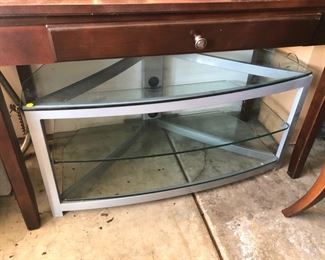 Clear glass TV stand