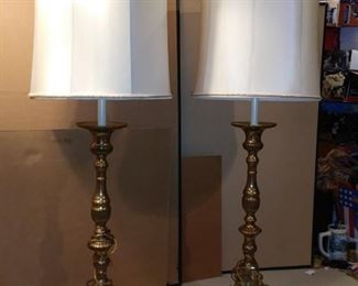Set of ( 2 ) Tall solid Brass Lamps