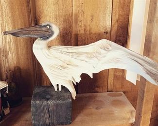Wonderful driftwood pelican