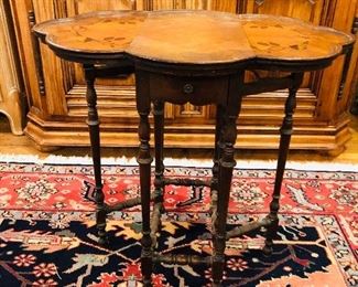 ANTIQUE INLAY DROP LEAF SIDE TABLE