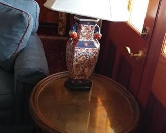 Brass top table and beautiful lamp
