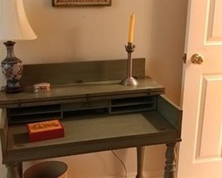 Antiqued green desks