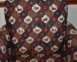 Arm chair pattern close up.