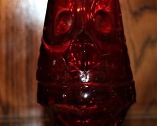 Spectacular Viking art glass, ruby red owl.