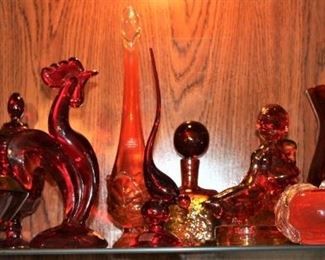 Striking red glass "Viking" and  "Vetro" artistico collection.