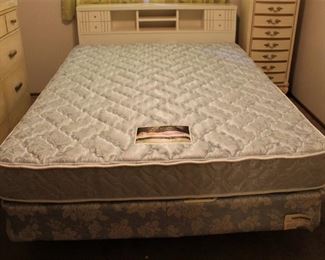 Queen size mattress and box springs with Vintage headboard