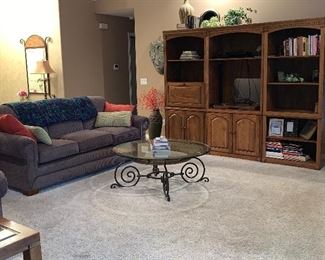 Three-piece wall unit, Sofa with matching love seat, coffee table