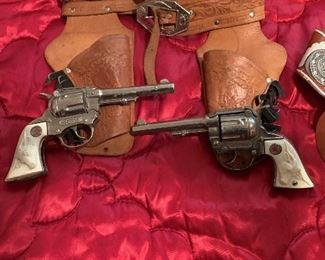 Antique Toy Cap Guns with Holsters