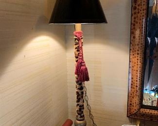 Maitland Smith Leopard Candlestick Lamps