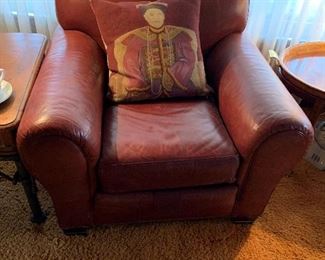 Vintage Ethan Allen Rust Leather Chairs and Ottoman