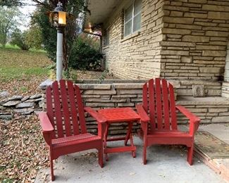 Adirondack Wooden Chairs with Folding Side Table