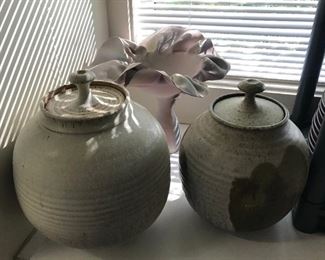 Large Ceramic Lidded Vessels by David Shaner