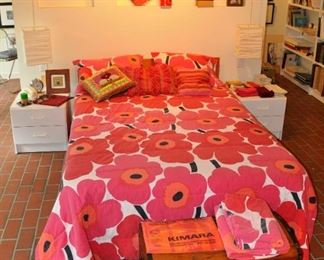 Double bed with Marimekko comforter 