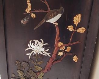 Antique Black Lacquer Chinese Cupboard Inlaid right side