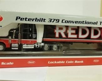 Peterbilt 1997 379 Reddog Conventional Tractor Trailer Lockable Coin Bank 1/64th