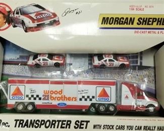 Morgan Shephard 1992 Road Champs 3pc. Transporter Set With Cars To Haul 1/64 Diecast