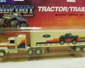 Vtg 1990 Ertl, Big Foot Tractor/trailer 4x4x4 Die Cast Metal 1/64th Scale (