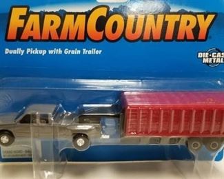 Gmc Dually Pickup W Gooseneck Grain Trailer, Ertl Diecast, Farm Country 1/64