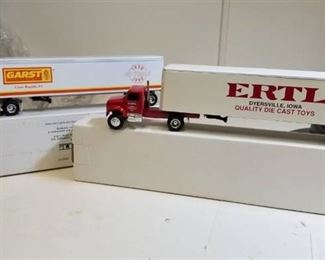 2 ERTL Semi, 1/64 scale / 1) GARST Seed Company / 2) "Red Navistar single Axel Tractor w/white "ERTL" Trailer, both NIB