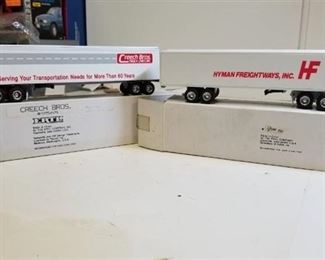 2 ERTL Semi, both 1/64 scale, 1) "CREECH Bros.Truck Lines" Semi / 2) "HYMAN FREIGHTWAYS INC." Semi, NIB