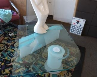 Acrylic base Glass top Table