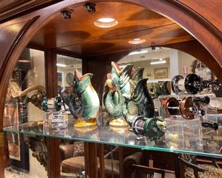 Majolica fish pitchers