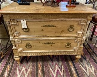 Unfinished wood carved chest