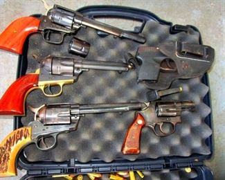 We hold an FFL and only sell used estate firearms in accordance with State and Federal/BATF regulations and anyone  buying these weapons must be over 21 and also  undergo  and pass a back ground check and  then wait 5 days before being able to take custody of them.  The  controlled items for sale are as follows:      American Heritage .22 Magnum, .45 Colt Stoeger made in Germany w/short barrel .357 J.P Sauer  & Son,  .38 Smith & Wesson,  .380 Taurus,.