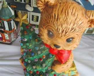 Ceramic cuddy bear with light up tree
