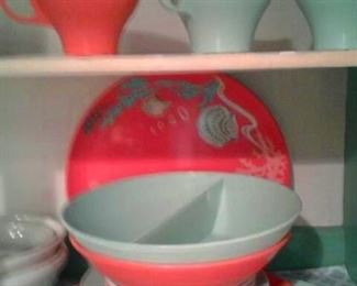 Melmac. Complete set of four with creamer and sugar--scarce