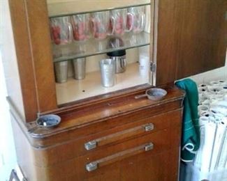 Mid century cabinet with light