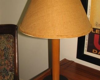 Teak and burlap MCM lamp