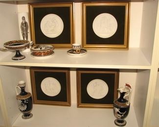 Royal Copenhagen "4 Seasons" bisque plaques, Greek urns
