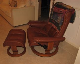 Ekornes recliner with ottoman