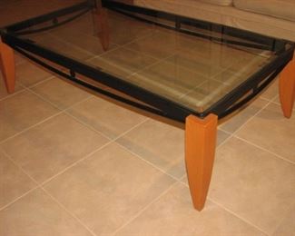 Mid century modern teak and glass table