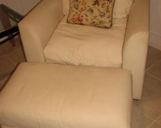Marshall Fields white chair and ottoman