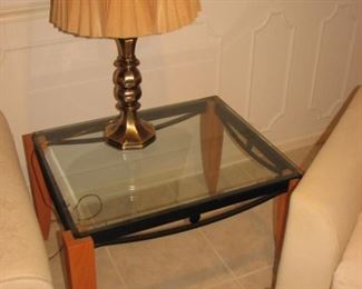 Mid century modern teak and a glass side table