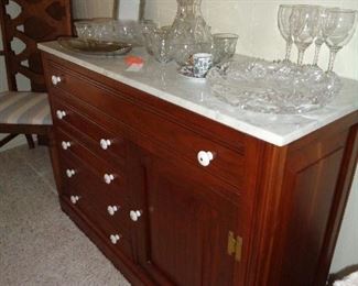 hand made black walnut buffet w/marble top