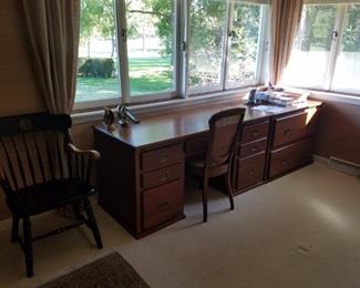 Maple desk and side cabinet