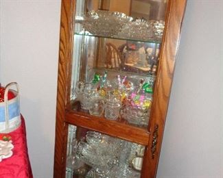 curio cabinet, some Fostoria & some Waterford
