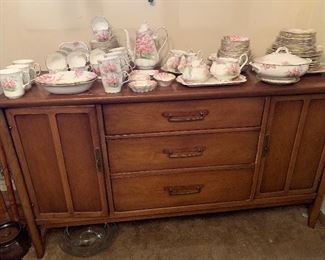 Set of china by Royal Albert "Blossom Time" and a mid century buffet server 