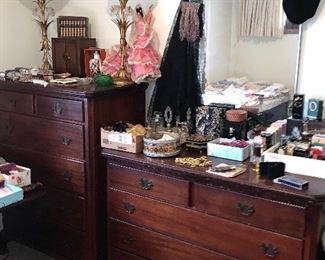 Dresers, lamps, perfume bottle, scarves, trinkets and more fill this photo of treasures!