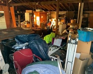 Packed three car garage