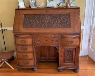 Ornate Oak writing desk