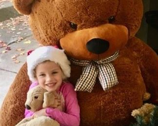 Santa bear is still looking for a permanent home. The child not included.