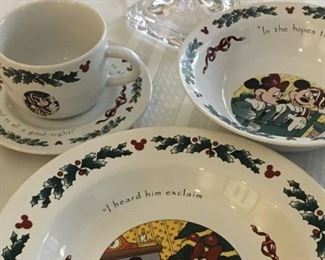 Rare, retired "Twas the Night Before Christmas" Mickey Mouse Dinnerware - Entire set. Excellent condition,.