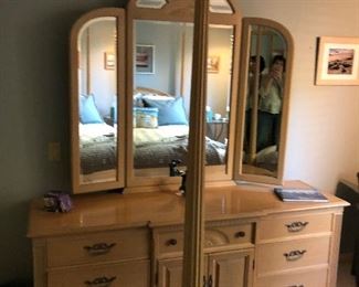 Blond wood dresser and mirror’Southwest Style