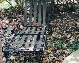Woodward black iron chaise for outdoors
